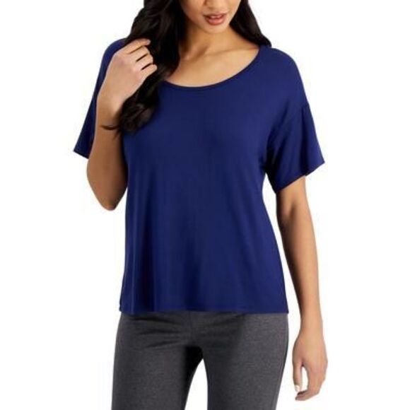 INC Super-Soft Short Sleeve Top, Created for Macy's - Deep Cobalt Size PS - Picture 1 of 3